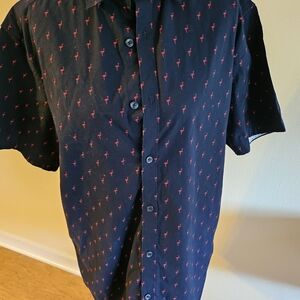 Denim & Flower Navy And Pink Button Down Shirt Mens Sz M Slim Fit